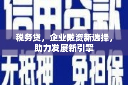闽侯税务贷，企业融资新选择，助力发展新引擎