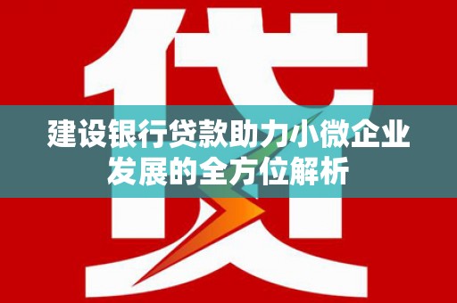 闽侯建设银行贷款助力小微企业发展的全方位解析